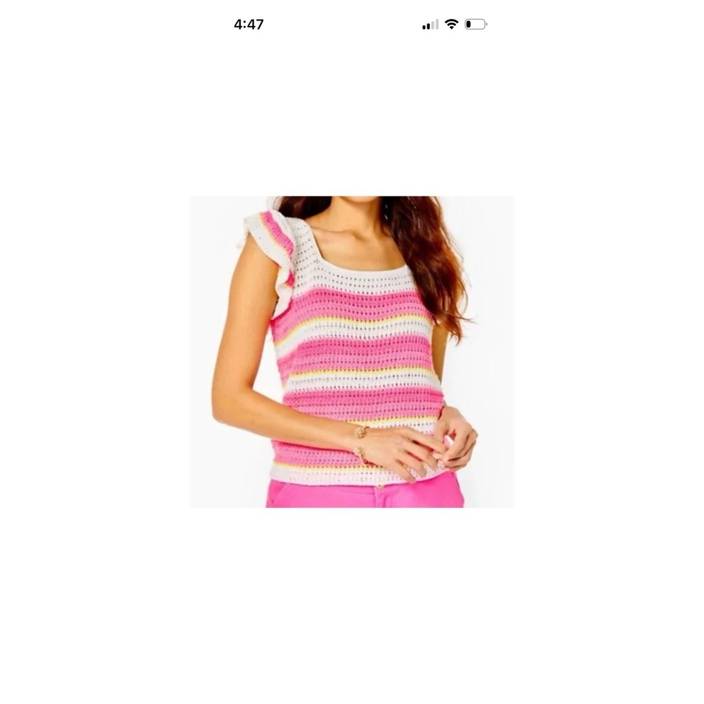 Lilly Pulitzer Knit Pink & White Top Size Small